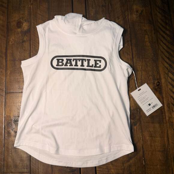 Battle Sports Other - NWT Battle Sports Sleeveless Light Action Hoodie, White/Black YM